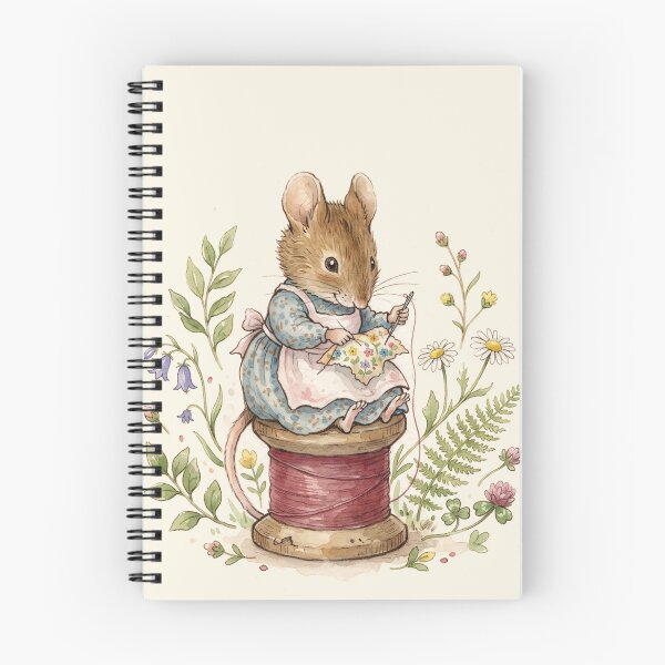 Item preview, Little Mouse Sewing on a Thread Spool - Whimsical Cottagecore Art designed and sold by Pasteltone.