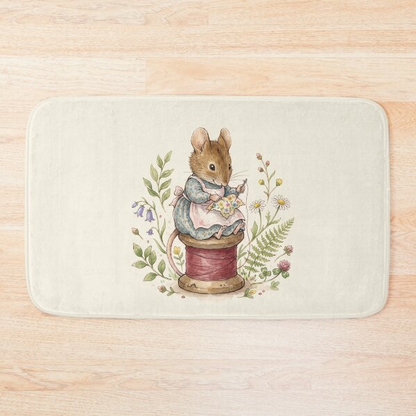 Item preview, Little Mouse Sewing on a Thread Spool - Whimsical Cottagecore Art designed and sold by Pasteltone.