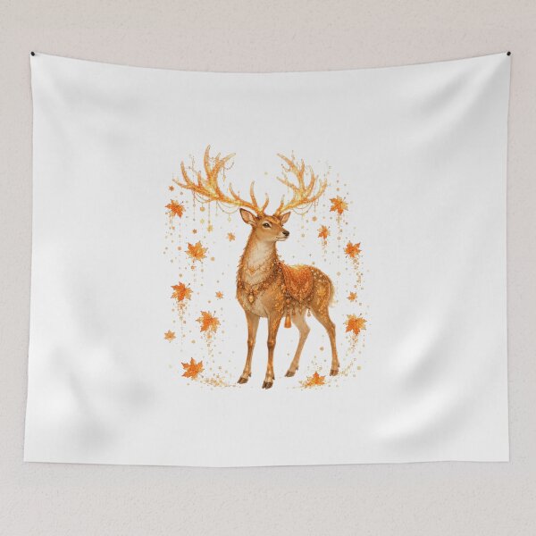 Item preview, Majestic Steampunk Deer In Magical Autumn Forest Cyber Fall designed and sold by AQUILAKREO.