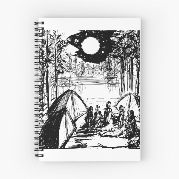 Item preview, Camping Night Drawing River Moon designed and sold by Tanya Zevallos.