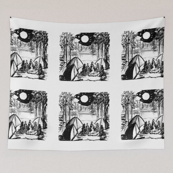 Item preview, Camping Night Drawing River Moon designed and sold by Tanya Zevallos.
