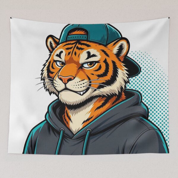 Item preview, Cool Streetwear Tiger Retro Pop Art Cartoon designed and sold by ElvisVintagePosters.