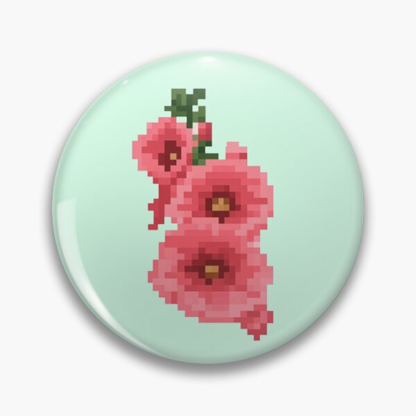 Item preview, Pixelated Pink Hollyhock Flower designed and sold by CamilasPrints.