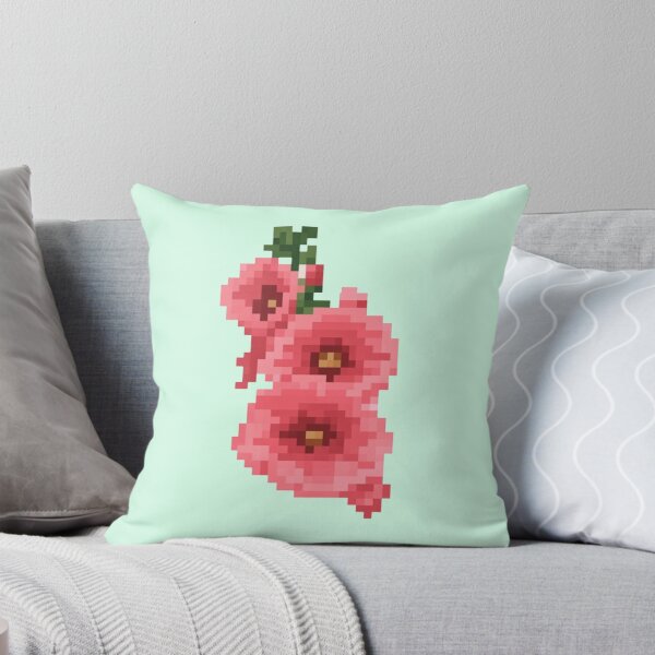 Item preview, Pixelated Pink Hollyhock Flower designed and sold by CamilasPrints.