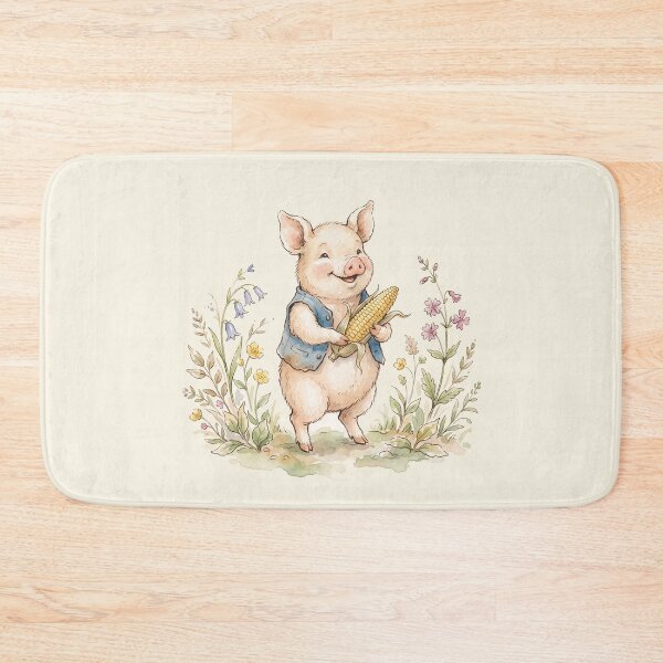 Item preview, Happy Piglet with Corn - Rustic Farmhouse Illustration designed and sold by Pasteltone.