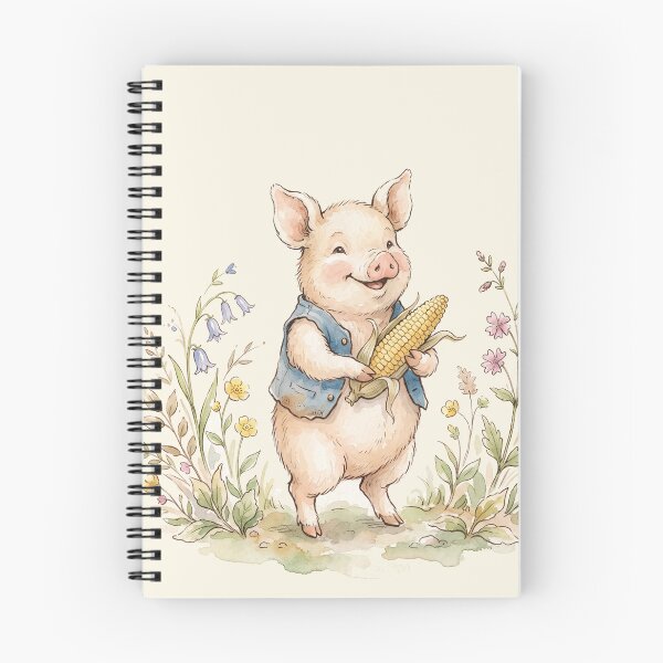 Item preview, Happy Piglet with Corn - Rustic Farmhouse Illustration designed and sold by Pasteltone.