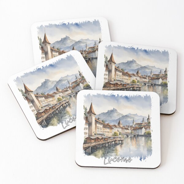Item preview, Lucerne, Switzerland, watercolor of Lucerne designed and sold by Dressyourflag.