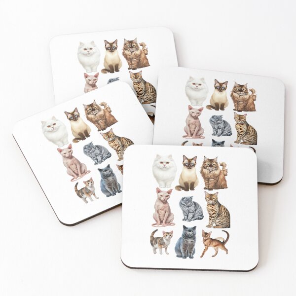 Item preview, Nine different breeds of cats in colour designed and sold by lucyinspace.