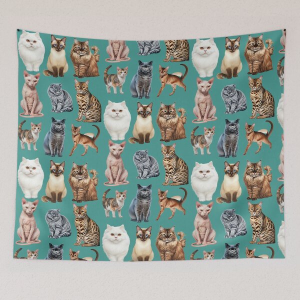 Item preview, Nine different breeds of cats in colour designed and sold by lucyinspace.