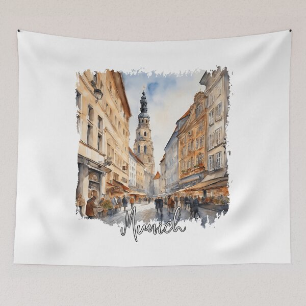 Aperçu de l'œuvre Aquarelle de Munich, Allemagne créée et vendue par Dressyourflag.