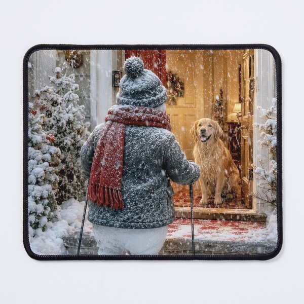 Item preview, Holiday Snowman on Skis with Golden Retriever designed and sold by Maria Dryfhout.
