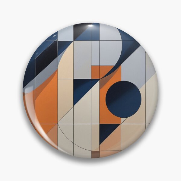 Item preview, Modern Geometric Bauhaus Composition in Navy & Burnt Orange designed and sold by semenol.
