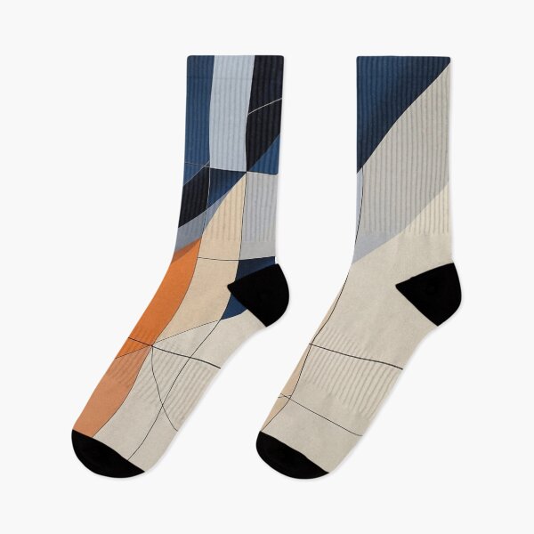 Item preview, Modern Geometric Bauhaus Composition in Navy & Burnt Orange designed and sold by semenol.
