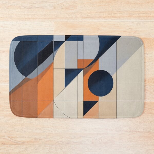 Item preview, Modern Geometric Bauhaus Composition in Navy & Burnt Orange designed and sold by semenol.