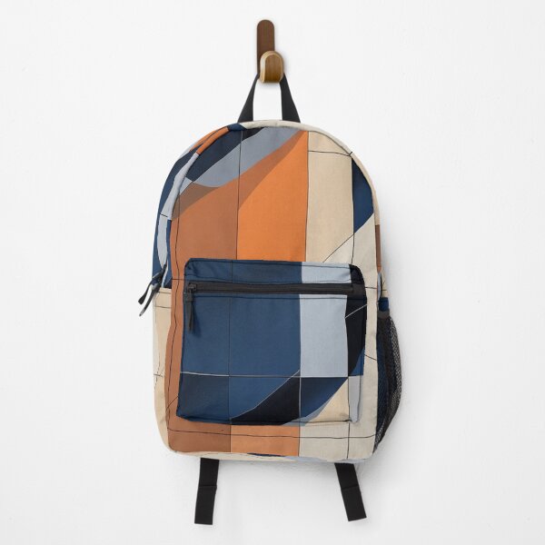 Item preview, Modern Geometric Bauhaus Composition in Navy & Burnt Orange designed and sold by semenol.