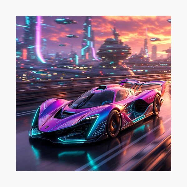 Item preview, Retro Synthwave Hypercar - Cyber Vector Race Track Art designed and sold by Nexus Space.