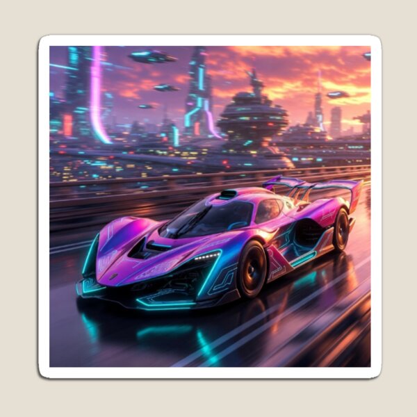 Item preview, Retro Synthwave Hypercar - Cyber Vector Race Track Art designed and sold by Nexus Space.