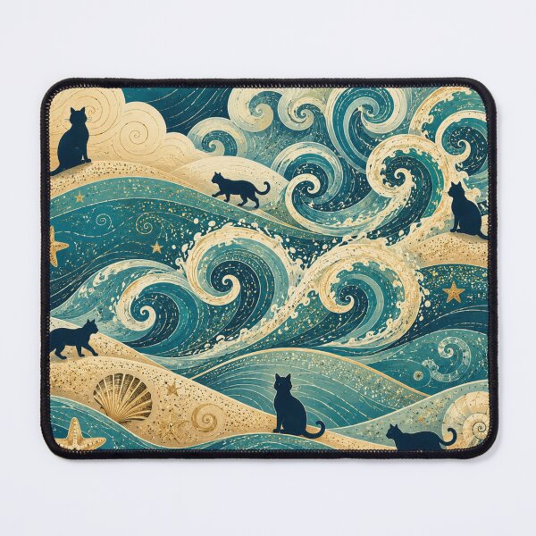 Item preview, Silhouette Wandering Cats Coastal Dreamscape designed and sold by Mindworx21.
