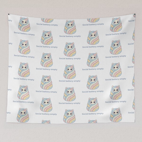 Item preview, Social Battery Low Purr-ito designed and sold by CatstheticShop1.