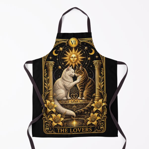 Artikelvorschau, Die Liebenden Katzen Tarot – Goldenes Vintage Design entworfen und verkauft von thirtyonestars.