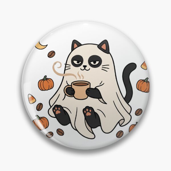 Item preview, Grumpy Ghost Cat Coffee Halloween Cute Siamese Spooky Season T-Shirt designed and sold by Omarmadani.
