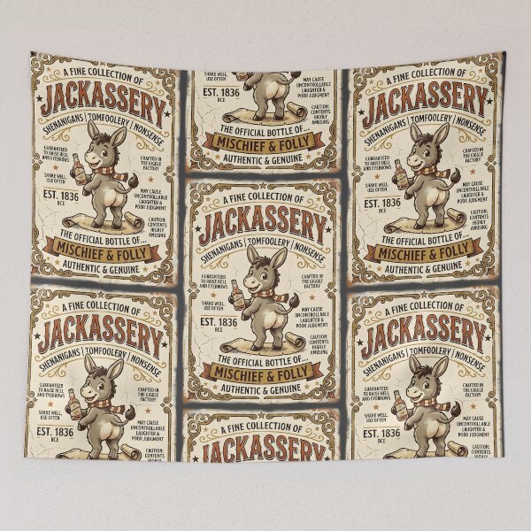 Item preview, Jackassery Vintage Donkey Humor Whiskey Label designed and sold by radiogalaxy.