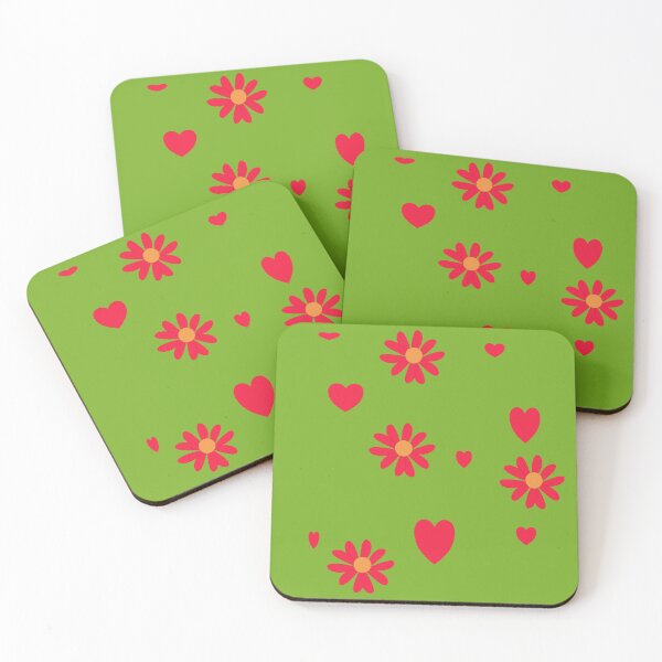 Item preview, Cute Red Flowers and Hearts Pattern designed and sold by SahmatArt.