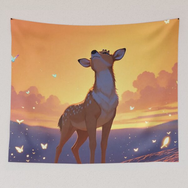 Item preview, Cute Spotted Fawn Looking Up Anime Style Illustration designed and sold by BLUESKY11a.