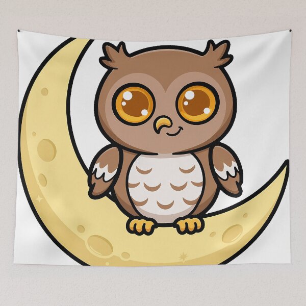 Item preview, Owl on the Crescent Moon designed and sold by pumsquare.