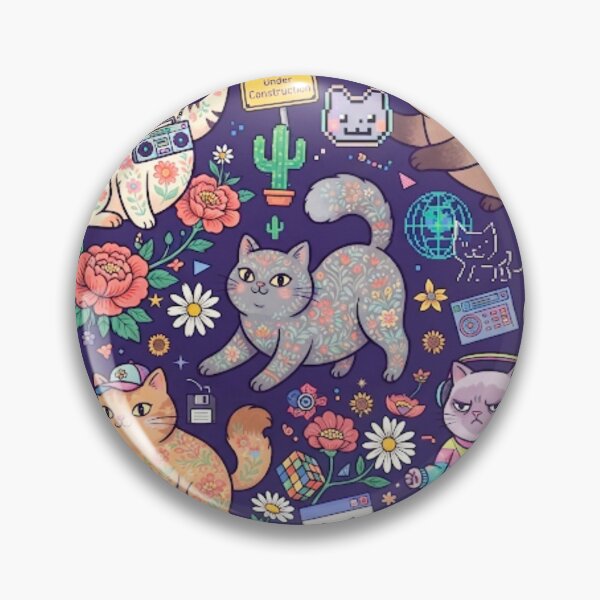 Item preview, Cute Space Cats Retro Gaming Seamless Pattern designed and sold by Iampoji.