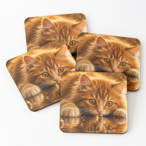 Item preview, Curious kitty with reflection and bubbles designed and sold by Kimberly Palmer.