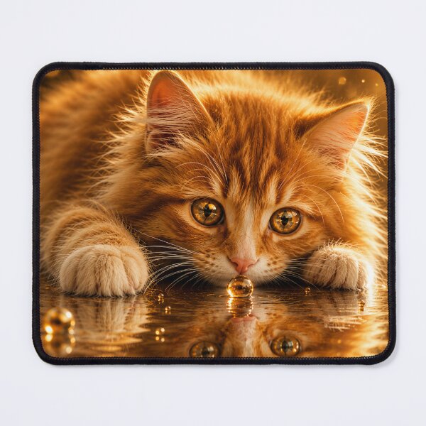 Item preview, Curious kitty with reflection and bubbles designed and sold by Kimberly Palmer.