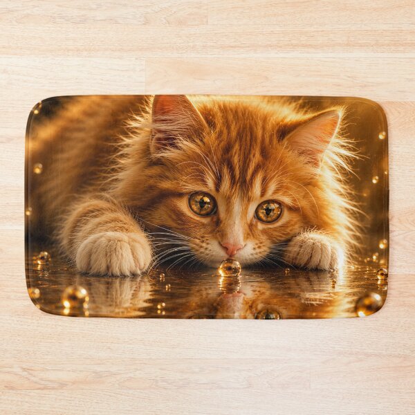Item preview, Curious kitty with reflection and bubbles designed and sold by Kimberly Palmer.
