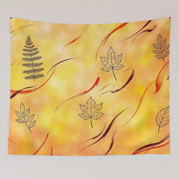 Item preview, Bright Minimalist Autumn Leaf Swirl Pattern designed and sold by WitchyBotanicaArt.