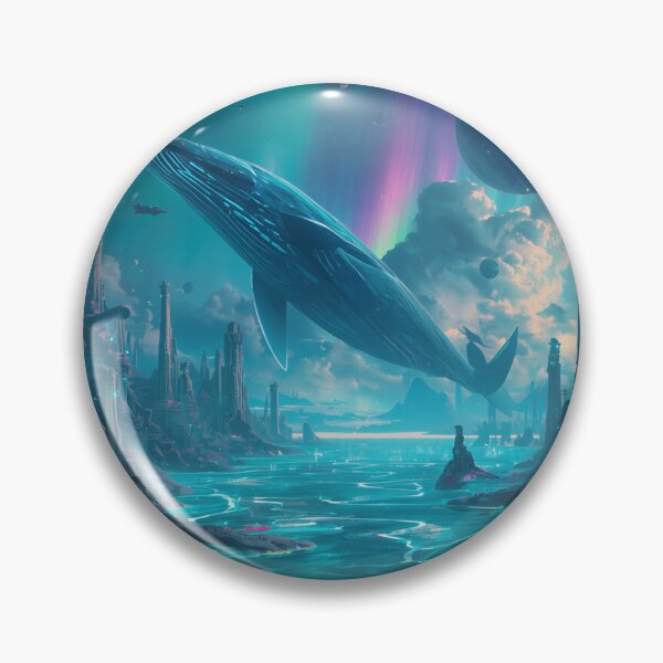 Item preview, Celestial Sky Whales Alien Ocean Fantasy Landscape designed and sold by Luminous Wilds.