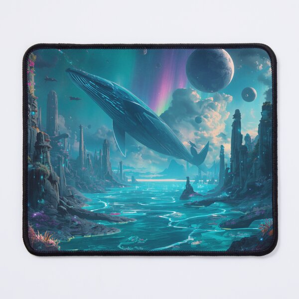 Item preview, Celestial Sky Whales Alien Ocean Fantasy Landscape designed and sold by Luminous Wilds.