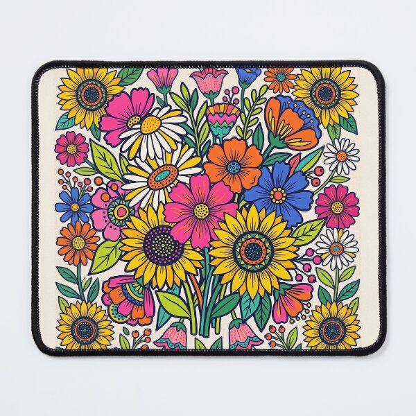 Item preview, Retro Floral Shirt – 1970s Folk Art Bold Colorful Flower Bouquet Tee designed and sold by DmaarGroup.