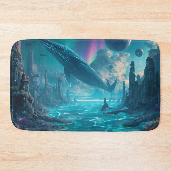Item preview, Celestial Sky Whales Alien Ocean Fantasy Landscape designed and sold by Luminous Wilds.