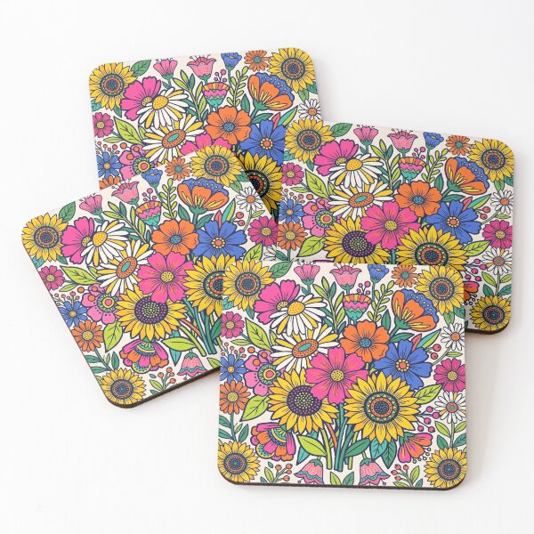 Item preview, Retro Floral Shirt – 1970s Folk Art Bold Colorful Flower Bouquet Tee designed and sold by DmaarGroup.