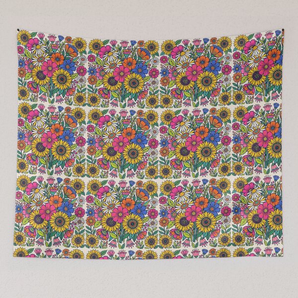Item preview, Retro Floral Shirt – 1970s Folk Art Bold Colorful Flower Bouquet Tee designed and sold by DmaarGroup.