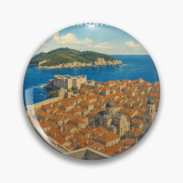 Item preview, Dubrovnik Croatia Travel Souvenir - Vintage Illustration designed and sold by VisualArtsOasis.