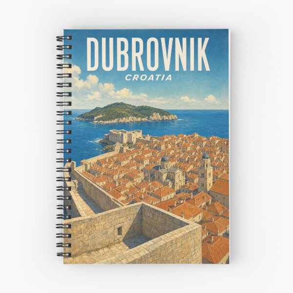 Item preview, Dubrovnik Croatia Travel Souvenir - Vintage Illustration designed and sold by VisualArtsOasis.