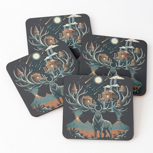 Item preview, Seek What Cannot Be Found – Mythical Stag Temple Art designed and sold by Dogandesighn.