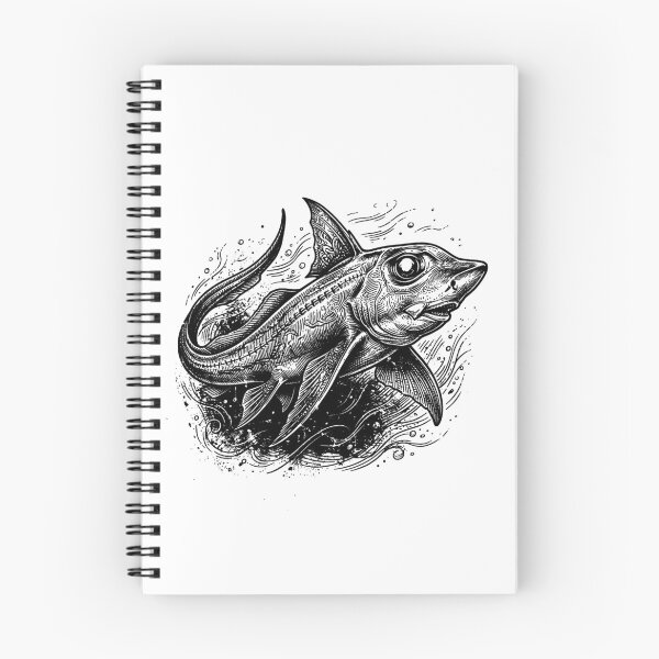 Item preview, Vintage Woodcut Ghost Shark Illustration designed and sold by DuckOddity.