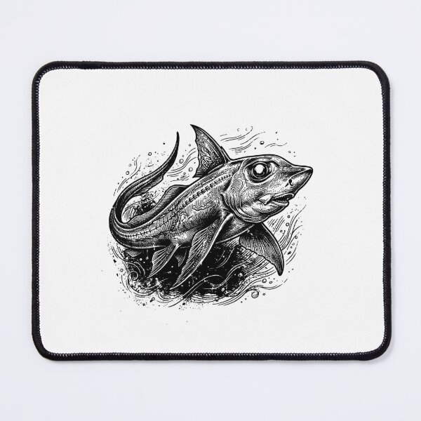 Item preview, Vintage Woodcut Ghost Shark Illustration designed and sold by DuckOddity.