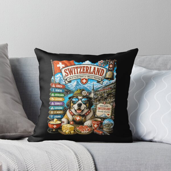 Item preview, Switzerland Alpine Adventure Saint Bernard Travel Art designed and sold by AtuqStudio.