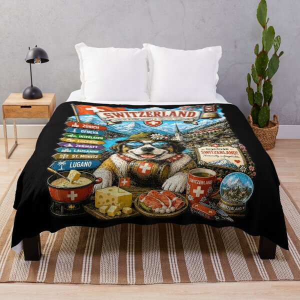 Item preview, Switzerland Alpine Adventure Saint Bernard Travel Art designed and sold by AtuqStudio.