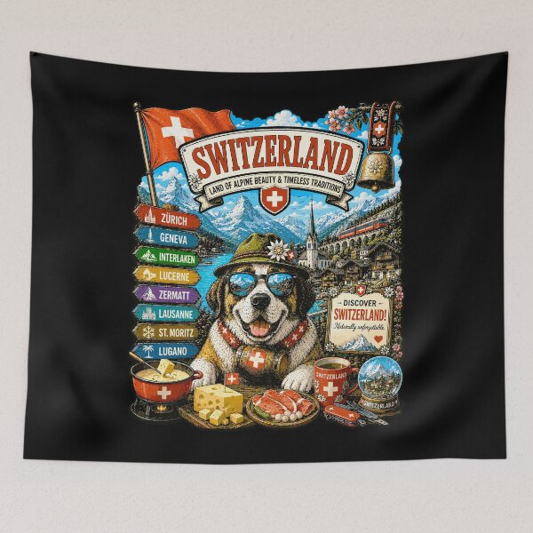 Item preview, Switzerland Alpine Adventure Saint Bernard Travel Art designed and sold by EdwinkOne.