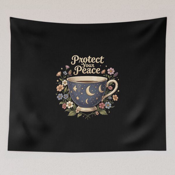 Item preview, Protect Your Peace Celestial Teacup Floral Aesthetic designed and sold by KCasual.