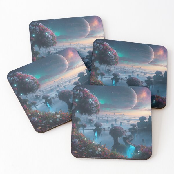 Item preview, Floating Gardens Ringed Planet Alien Fantasy Landscape designed and sold by Luminous Wilds.